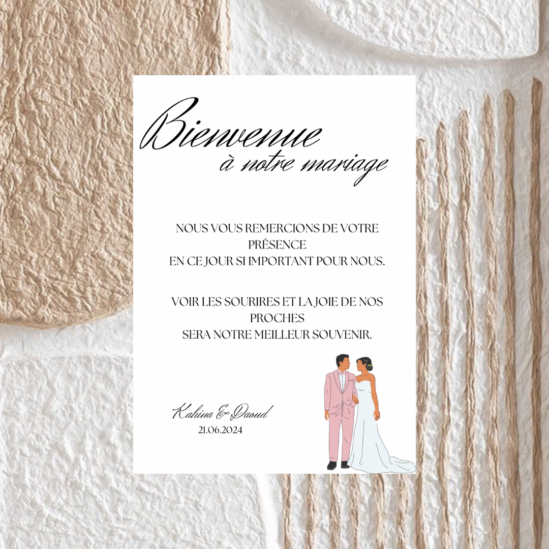 CARTE DE BIENVENUE AU MARIAGE NUMÉRIQUE