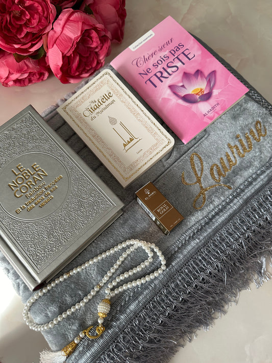 COFFRET ISLAMIQUE GRIS FEMME + LIVRE