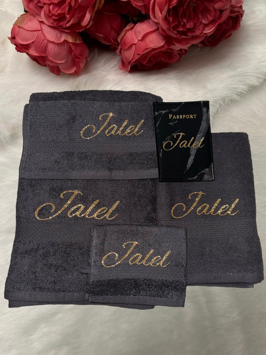 COFFRET BAIN GRIS + PROTÈGE PASSEPORT